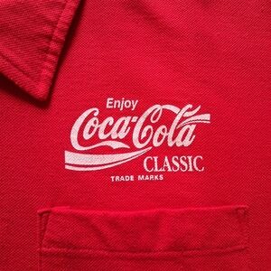 VTG 1980s Coca-Cola Classic Coke Employee Red Short Sleeve Polo Shirt Adult XL
